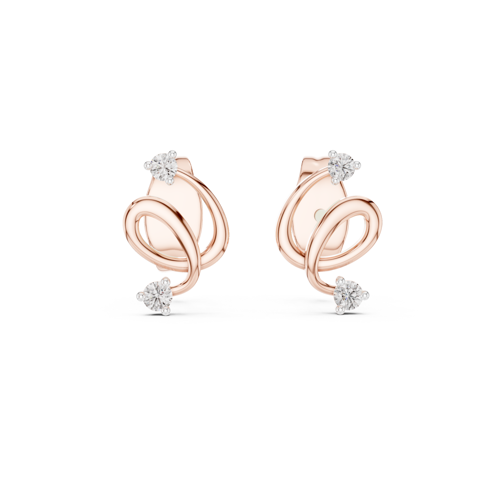  Rose Gold Graceful Embrace Bar Earrings Front View