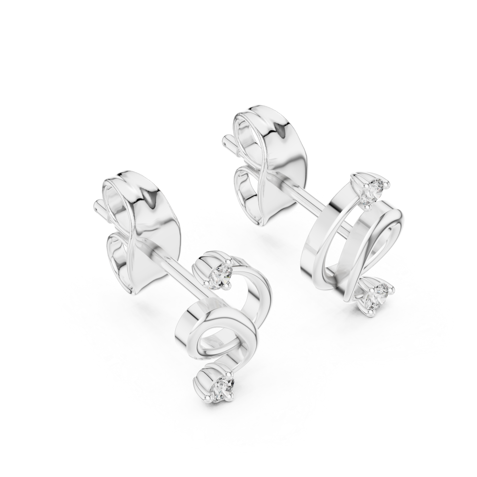  White Gold Graceful Embrace Bar Earrings Right View