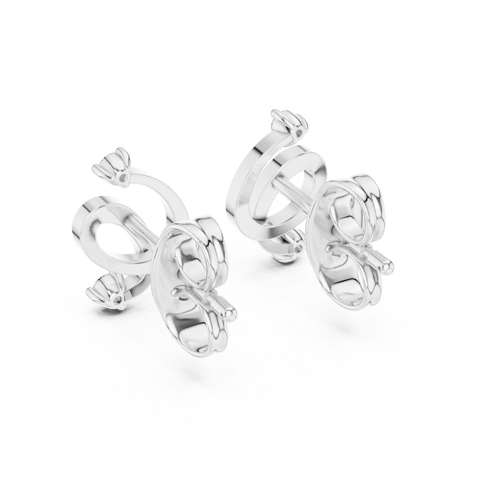 White Gold Graceful Embrace Bar Earrings Side View