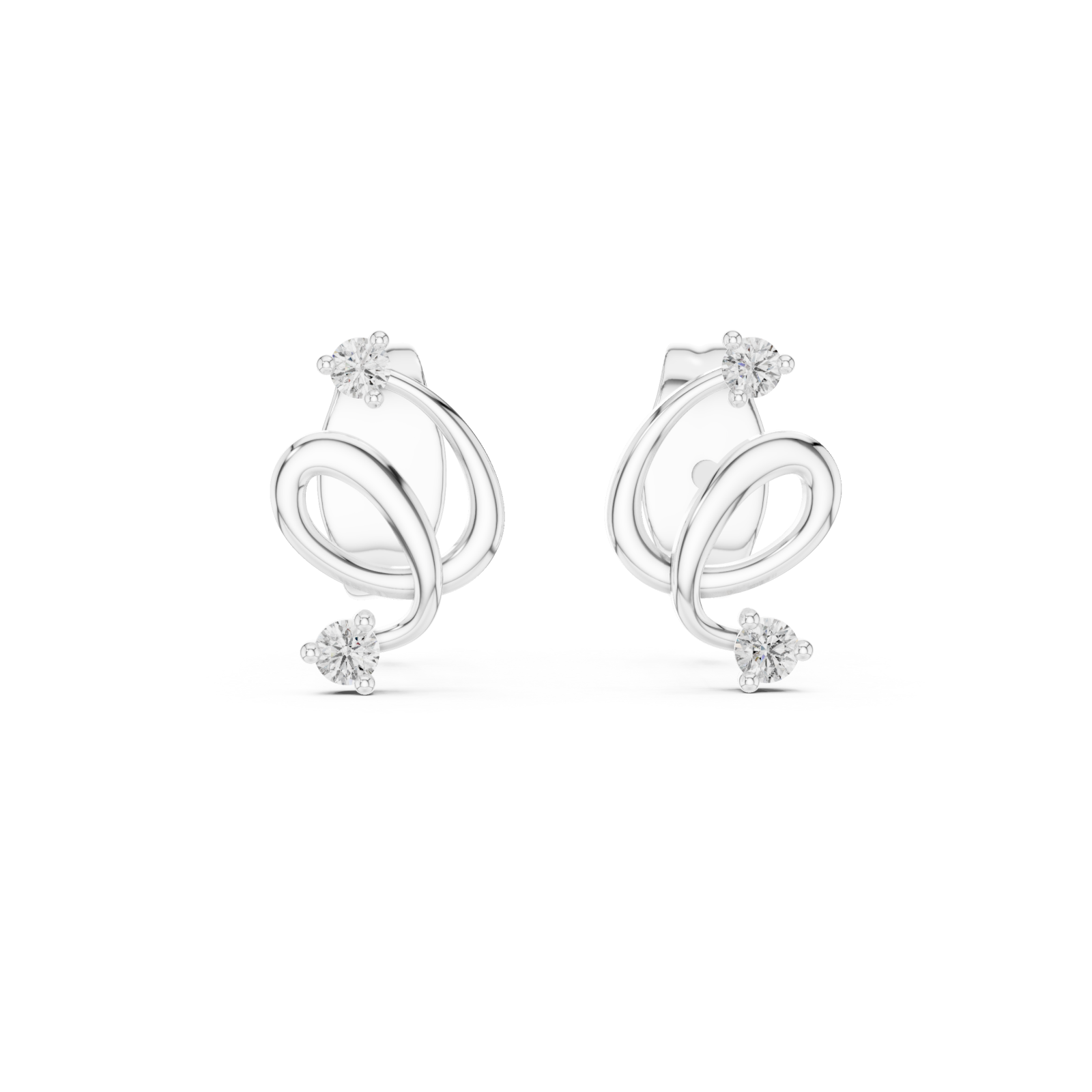  White Gold Graceful Embrace Bar Earrings Front View