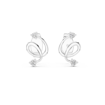  White Gold Graceful Embrace Bar Earrings Front View