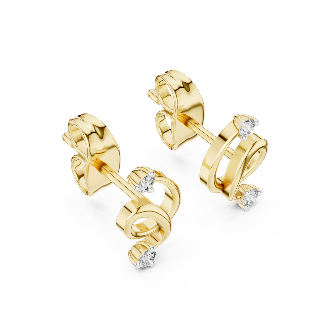 Gold Graceful Embrace Bar Earrings Right View