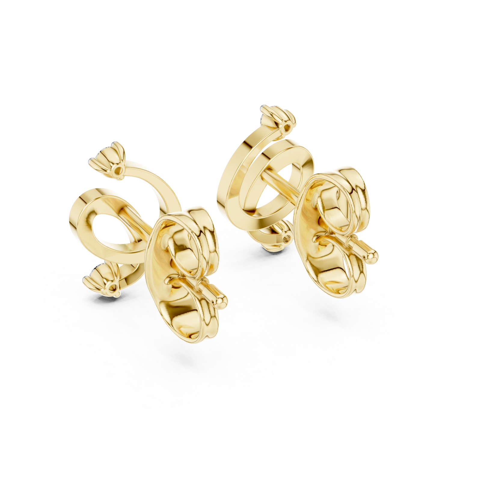  Gold Graceful Embrace Bar Earrings Side View