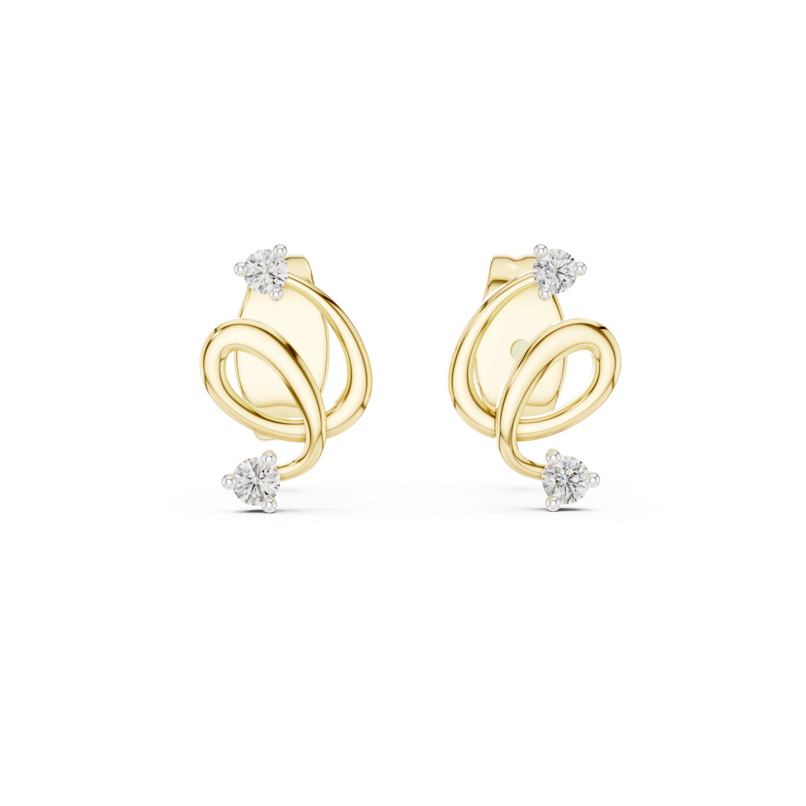  Gold Graceful Embrace Bar Earrings Front View