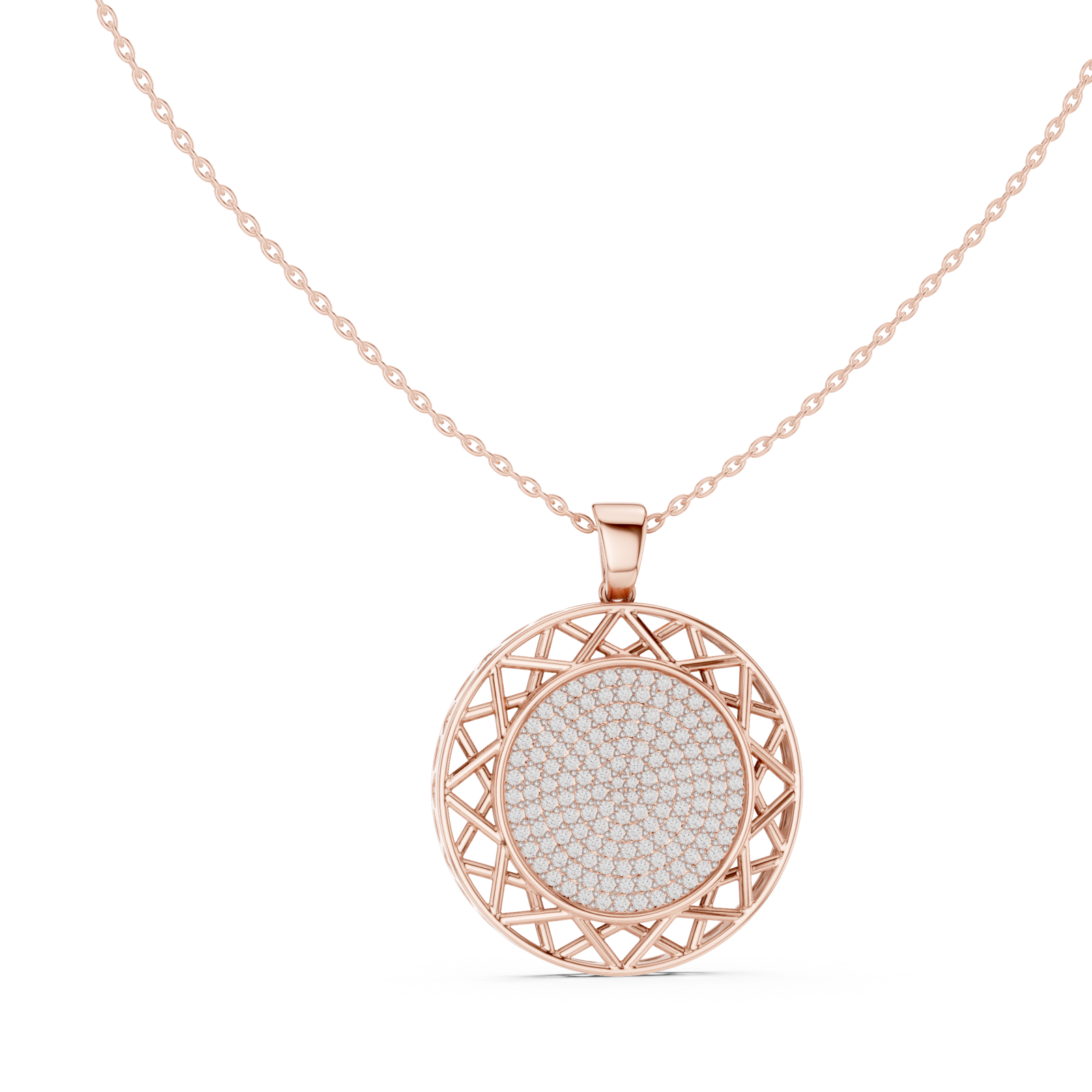 Rose Gold Enchanted Reflections Radiant Medallion Necklace Left View