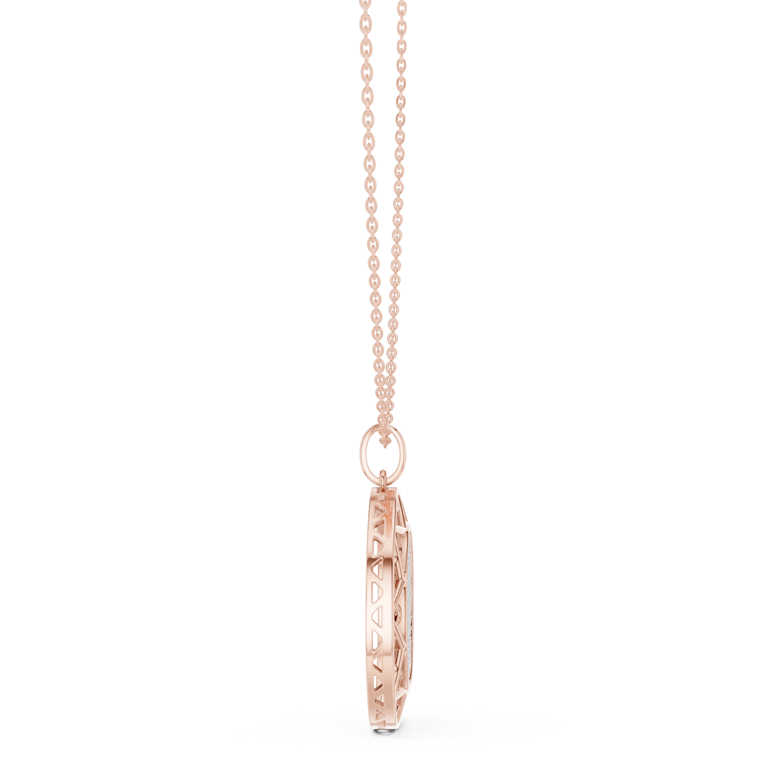  Rose Gold Enchanted Reflections Radiant Medallion Necklace Side View