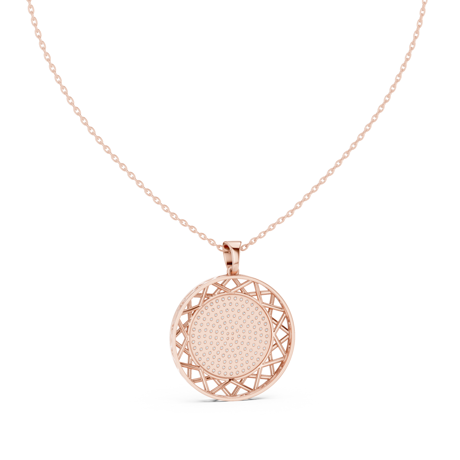  Rose Gold Enchanted Reflections Radiant Medallion Necklace Front View