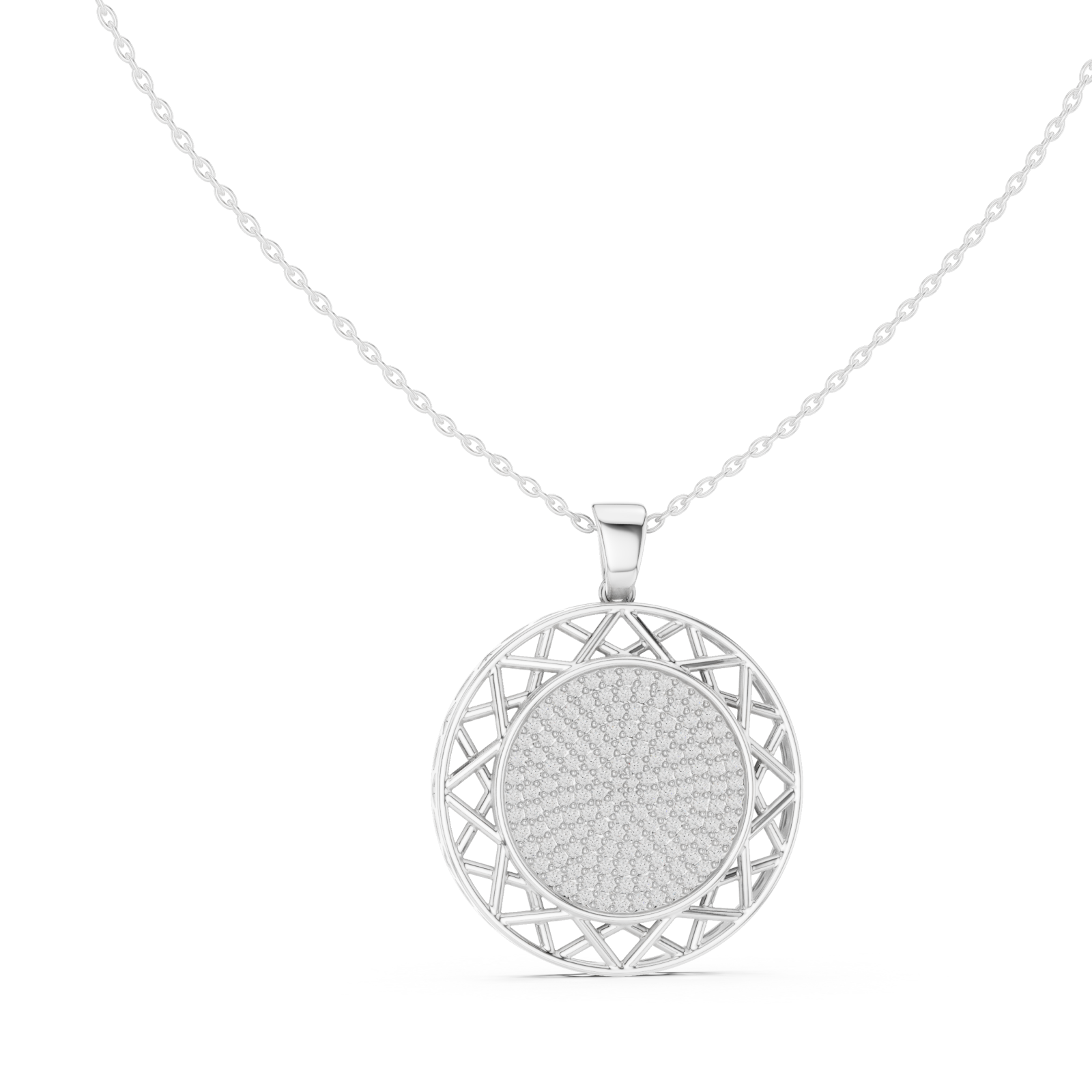  White Gold Enchanted Reflections Radiant Medallion Necklace Left View
