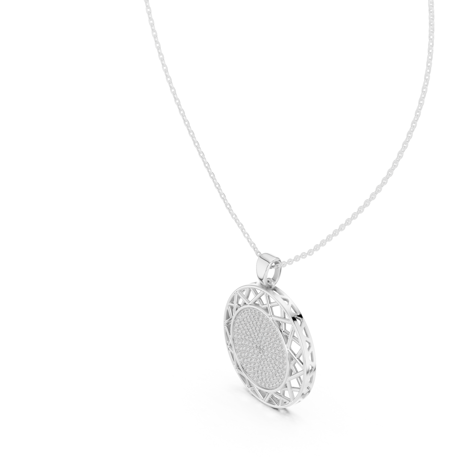  White Gold Enchanted Reflections Radiant Medallion Necklace Right View