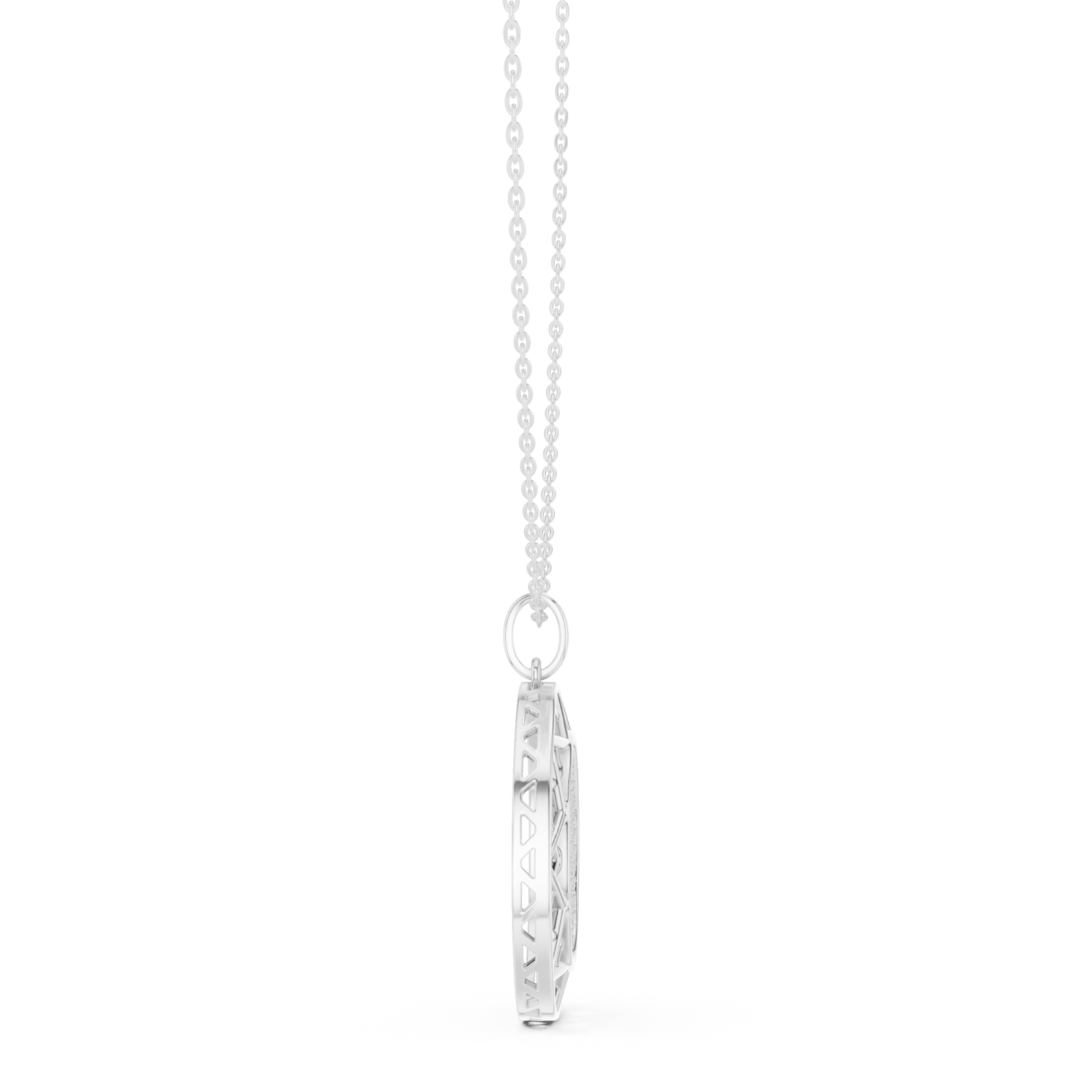 White Gold Enchanted Reflections Radiant Medallion Necklace Side View