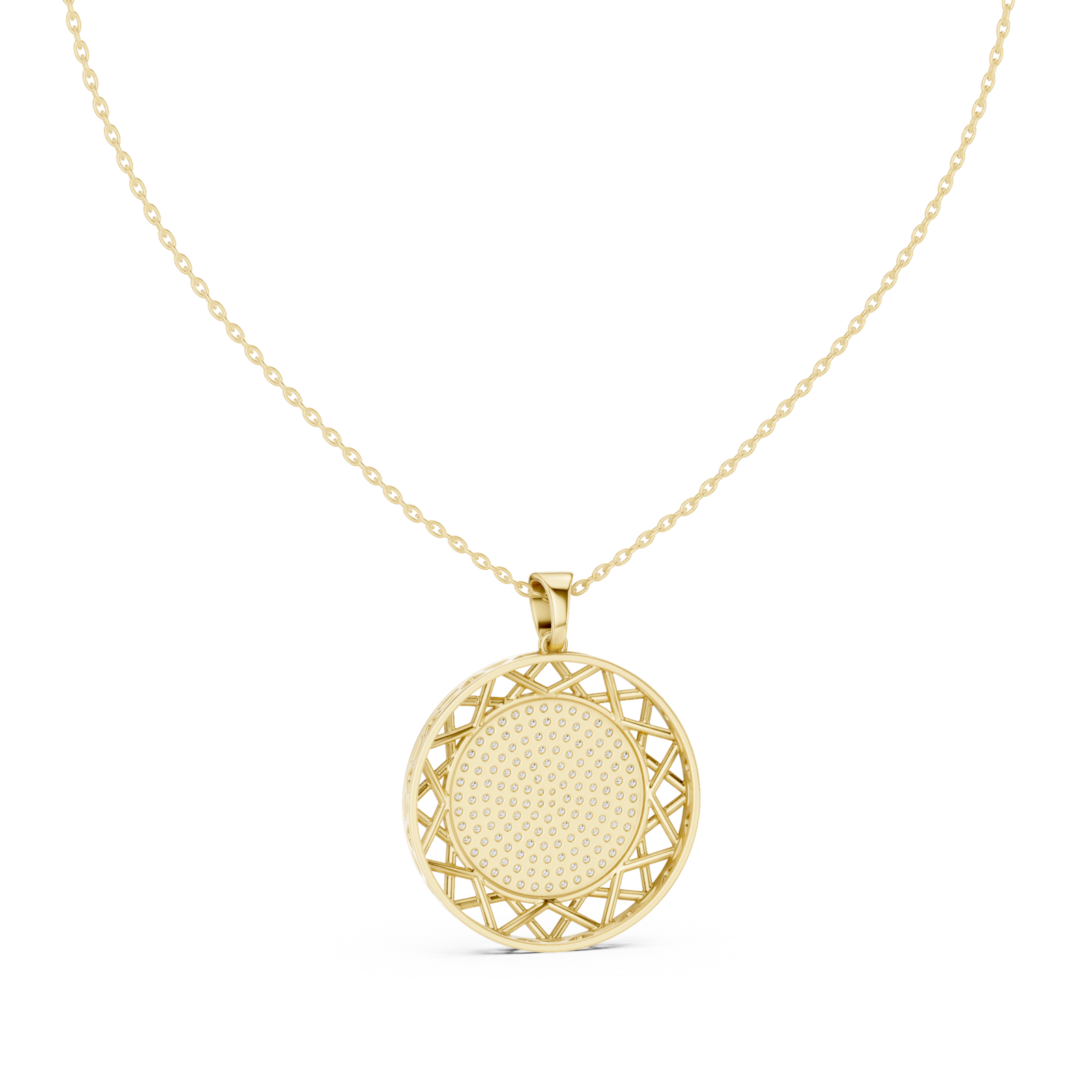  Gold Enchanted Reflections Radiant Medallion Necklace Front View