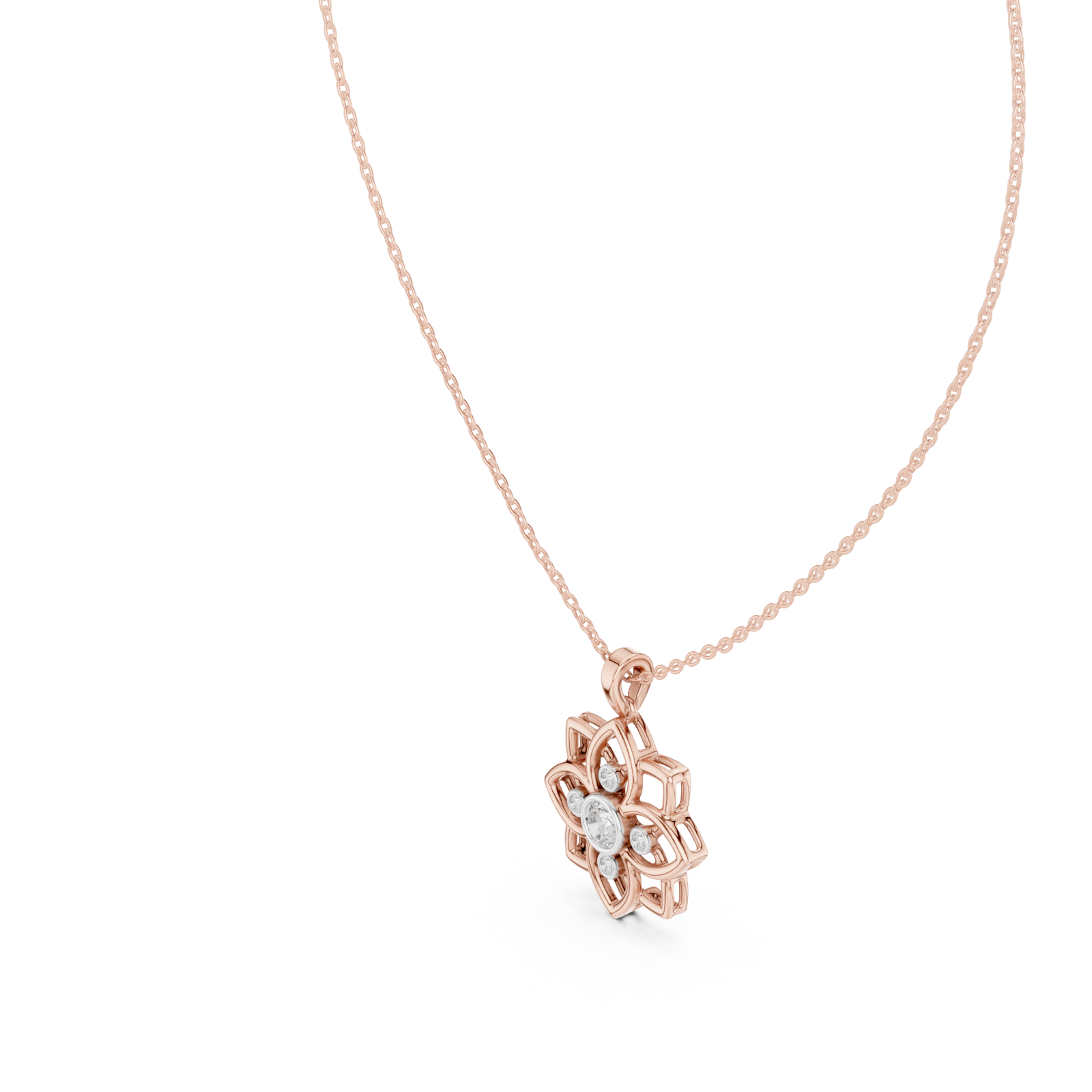  Rose Gold Serene Petal Reverie Pendant Necklace Right View