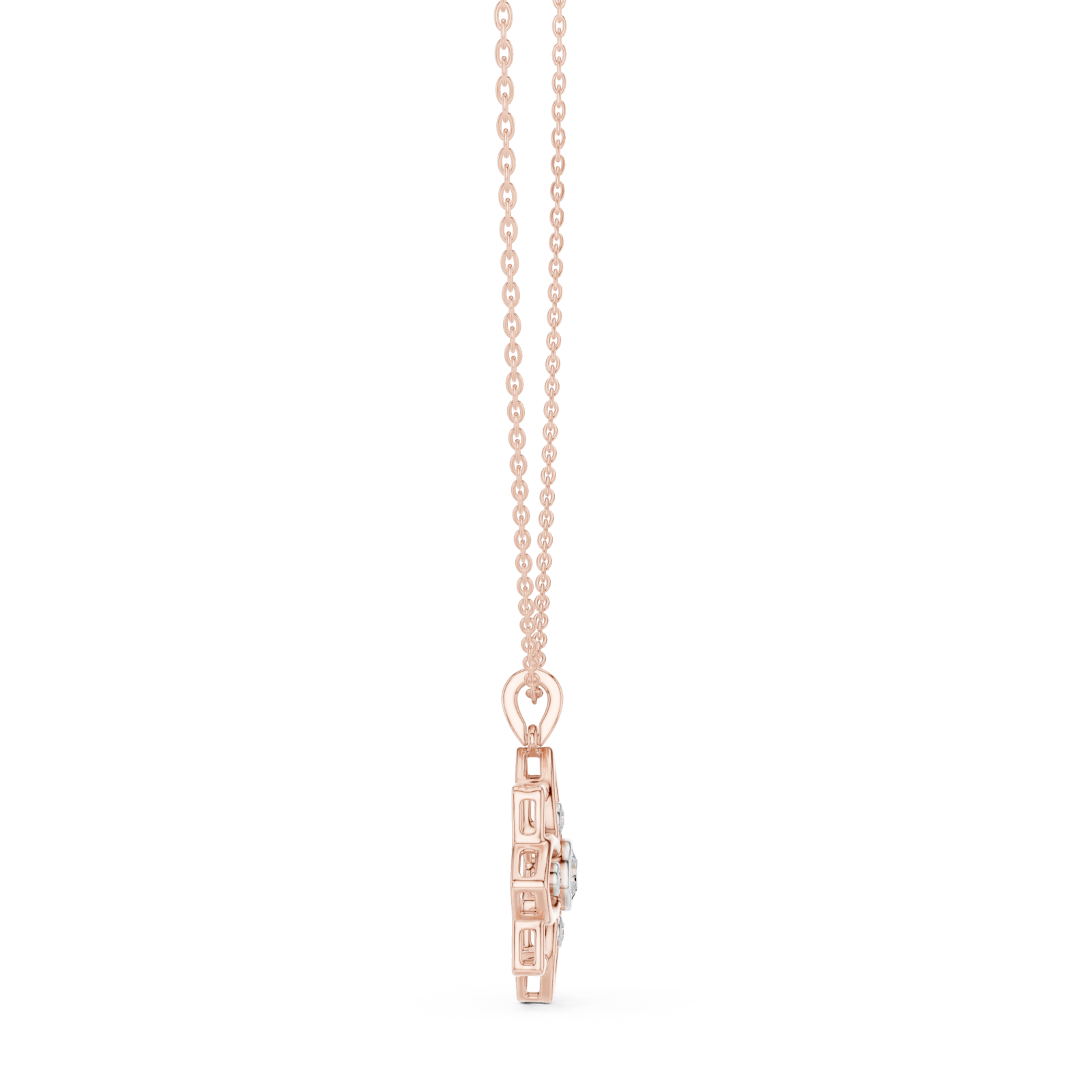  Rose Gold Serene Petal Reverie Pendant Necklace Side View