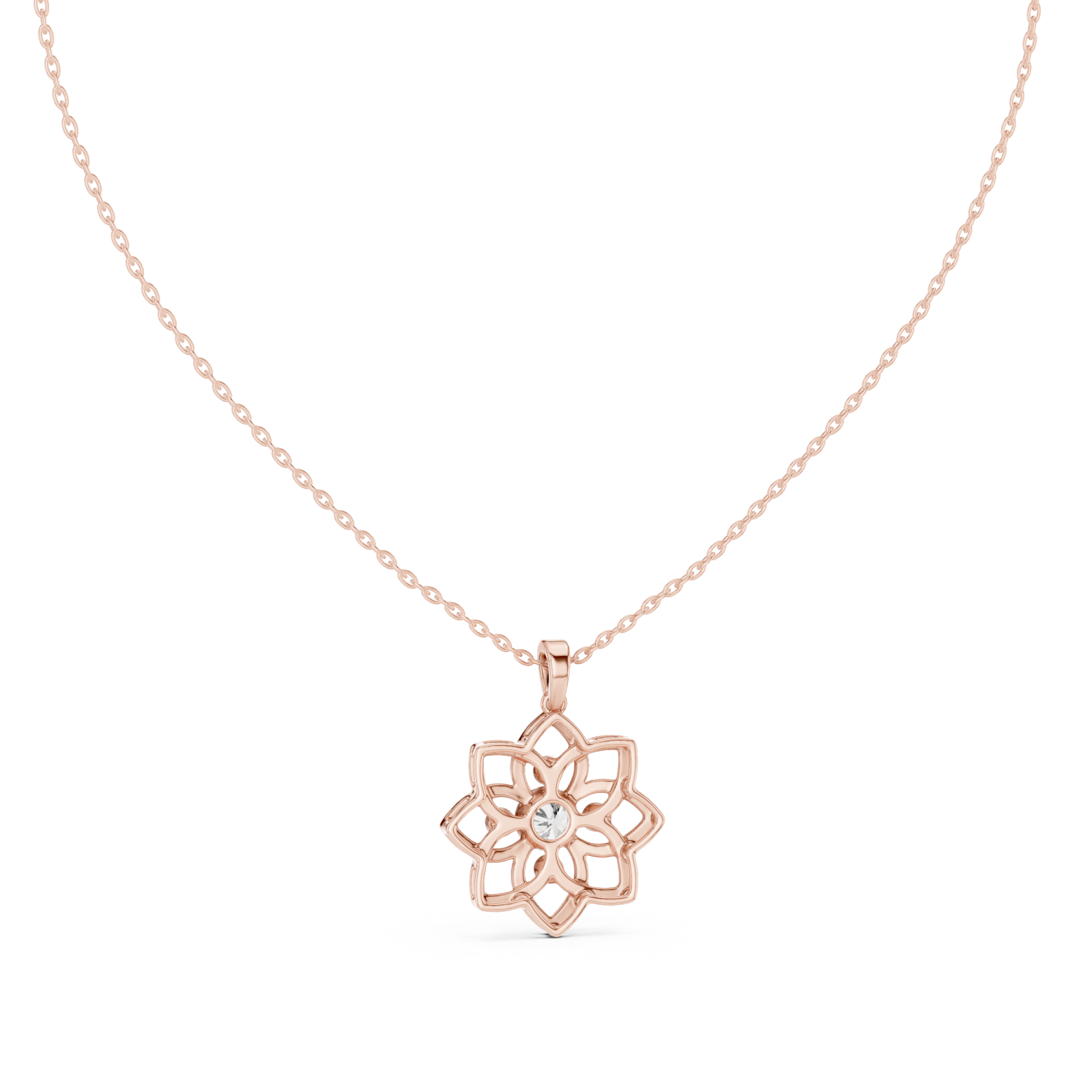  Rose Gold Serene Petal Reverie Pendant Necklace Front View