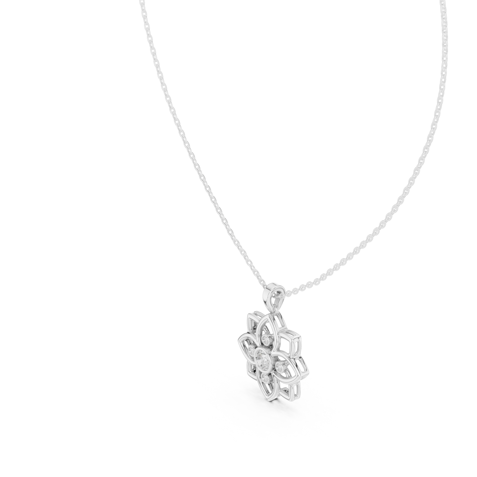  White Gold Serene Petal Reverie Pendant Necklace Right View