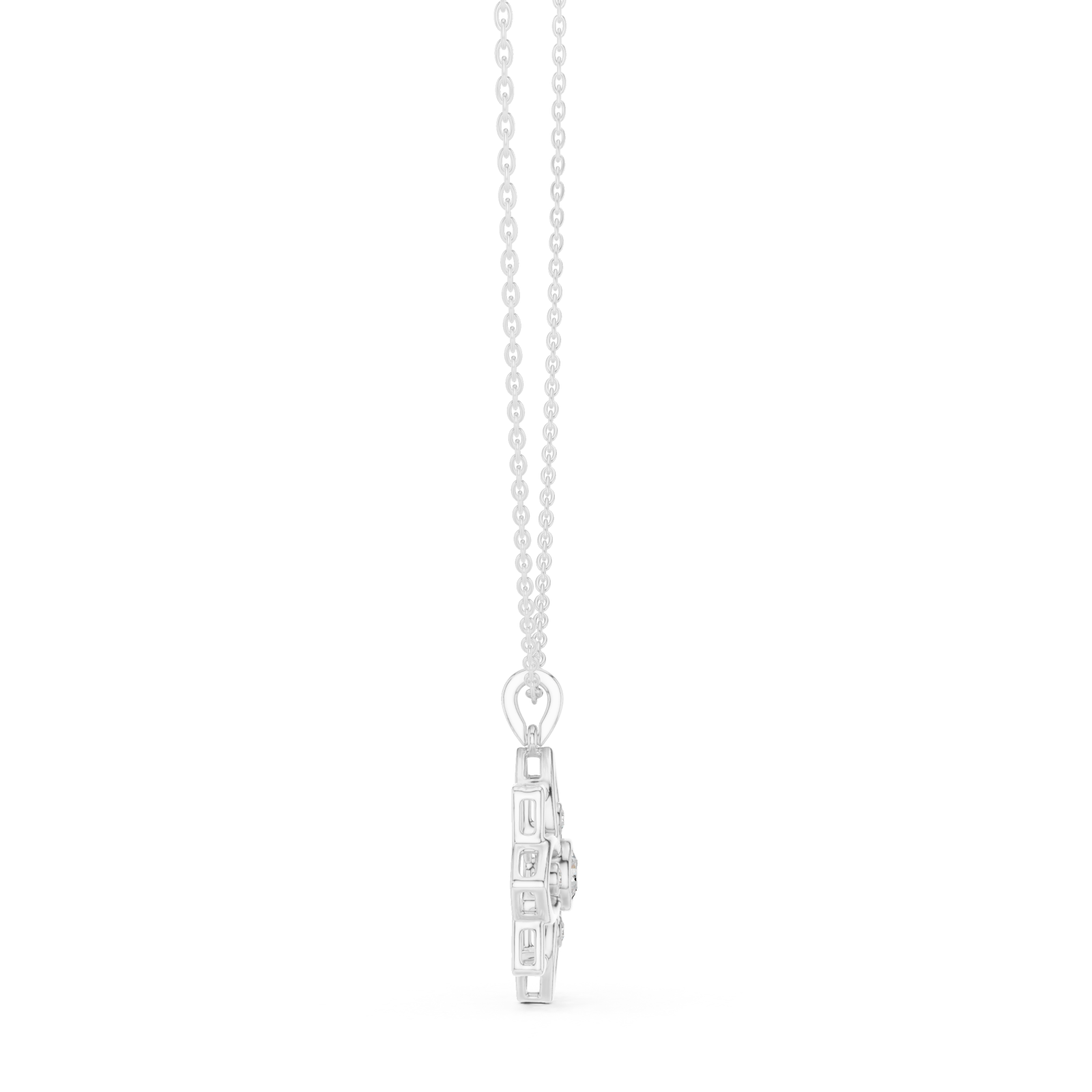  White Gold Serene Petal Reverie Pendant Necklace Side View