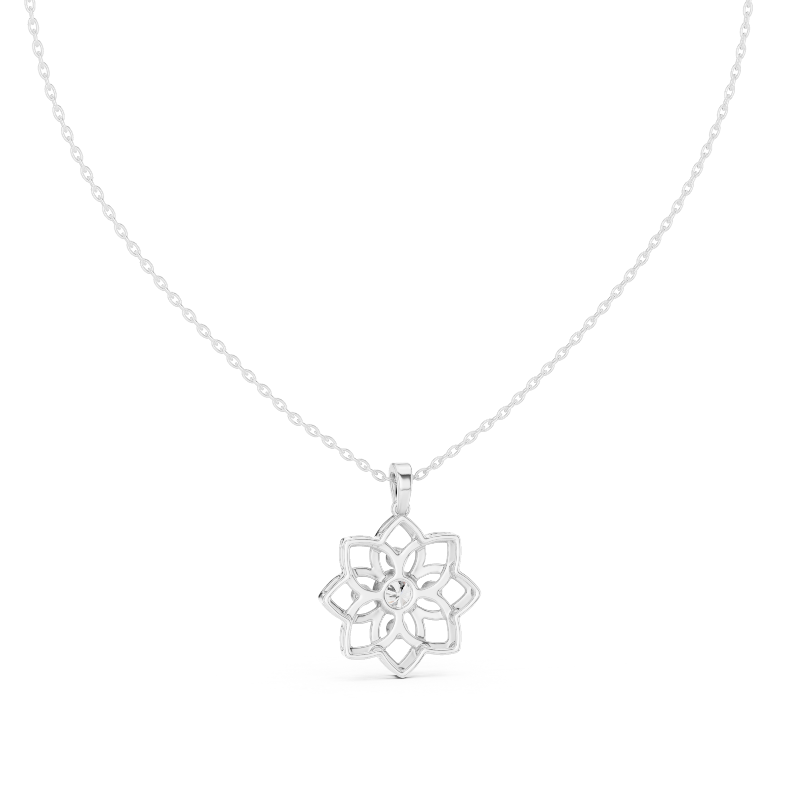  White Gold Serene Petal Reverie Pendant Necklace Front View