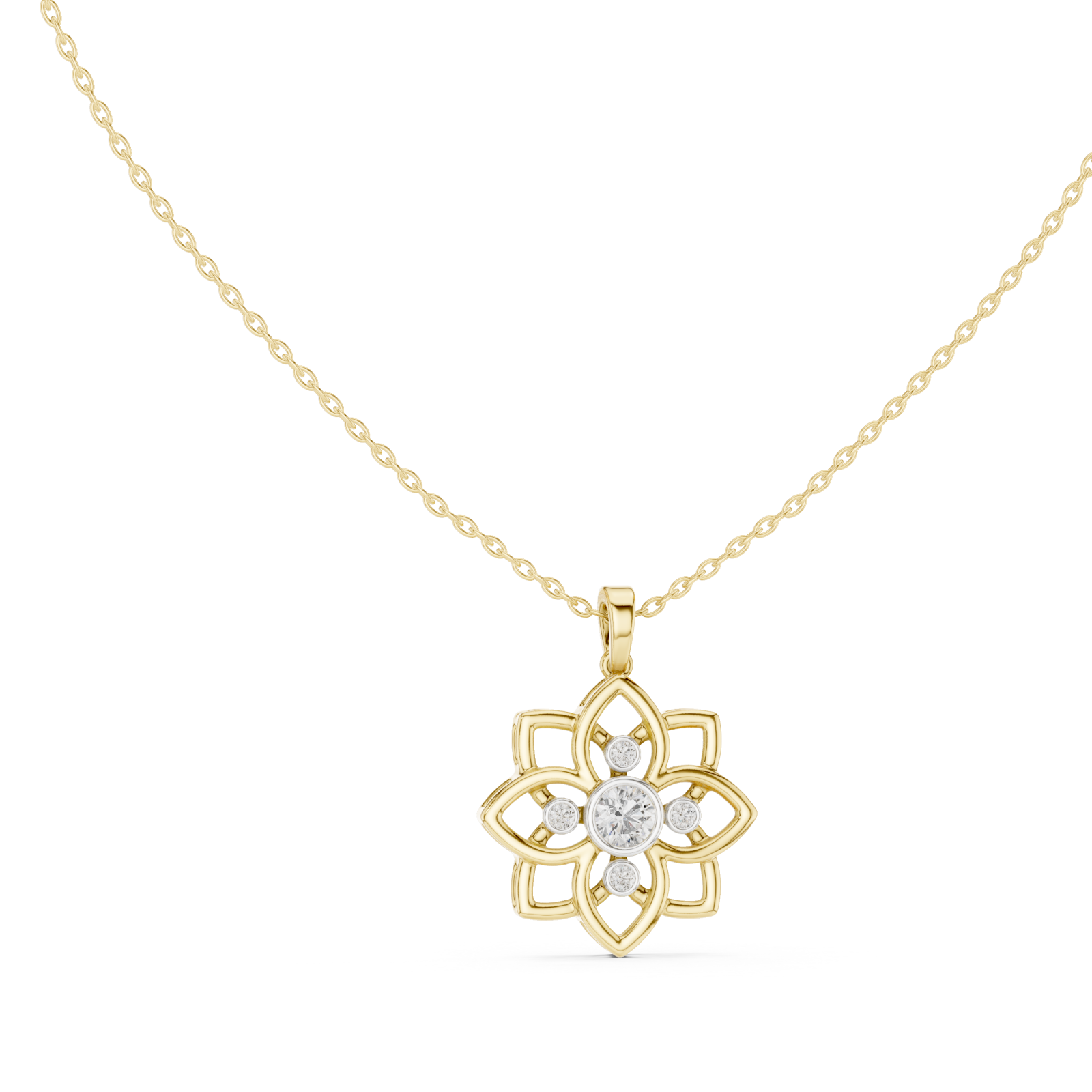  Gold Serene Petal Reverie Pendant Necklace Left View