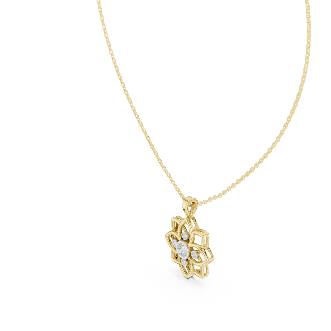 Gold Serene Petal Reverie Pendant Necklace Right View