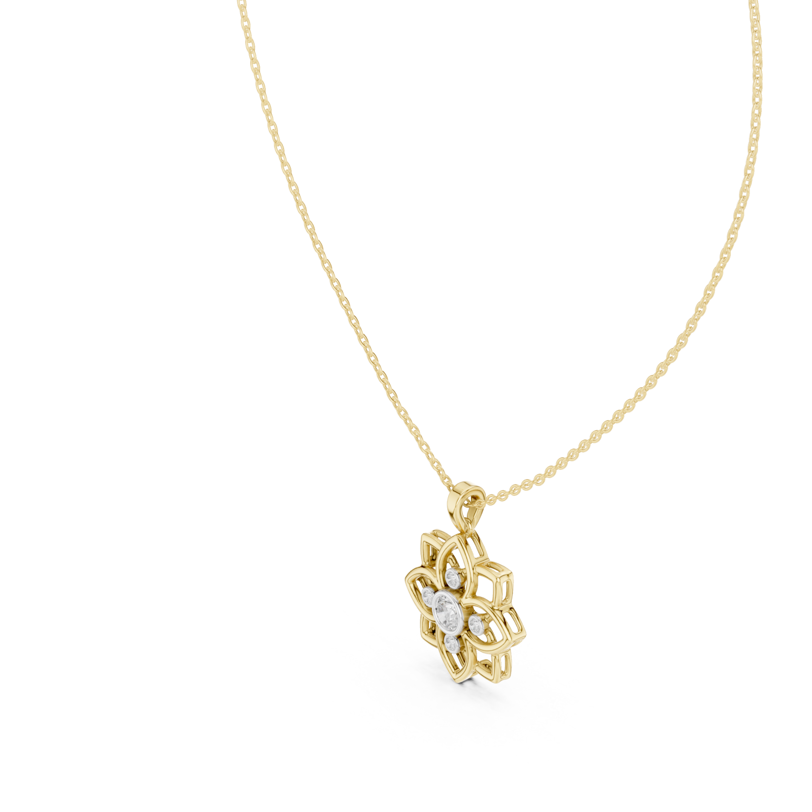 Gold Serene Petal Reverie Pendant Necklace Right View