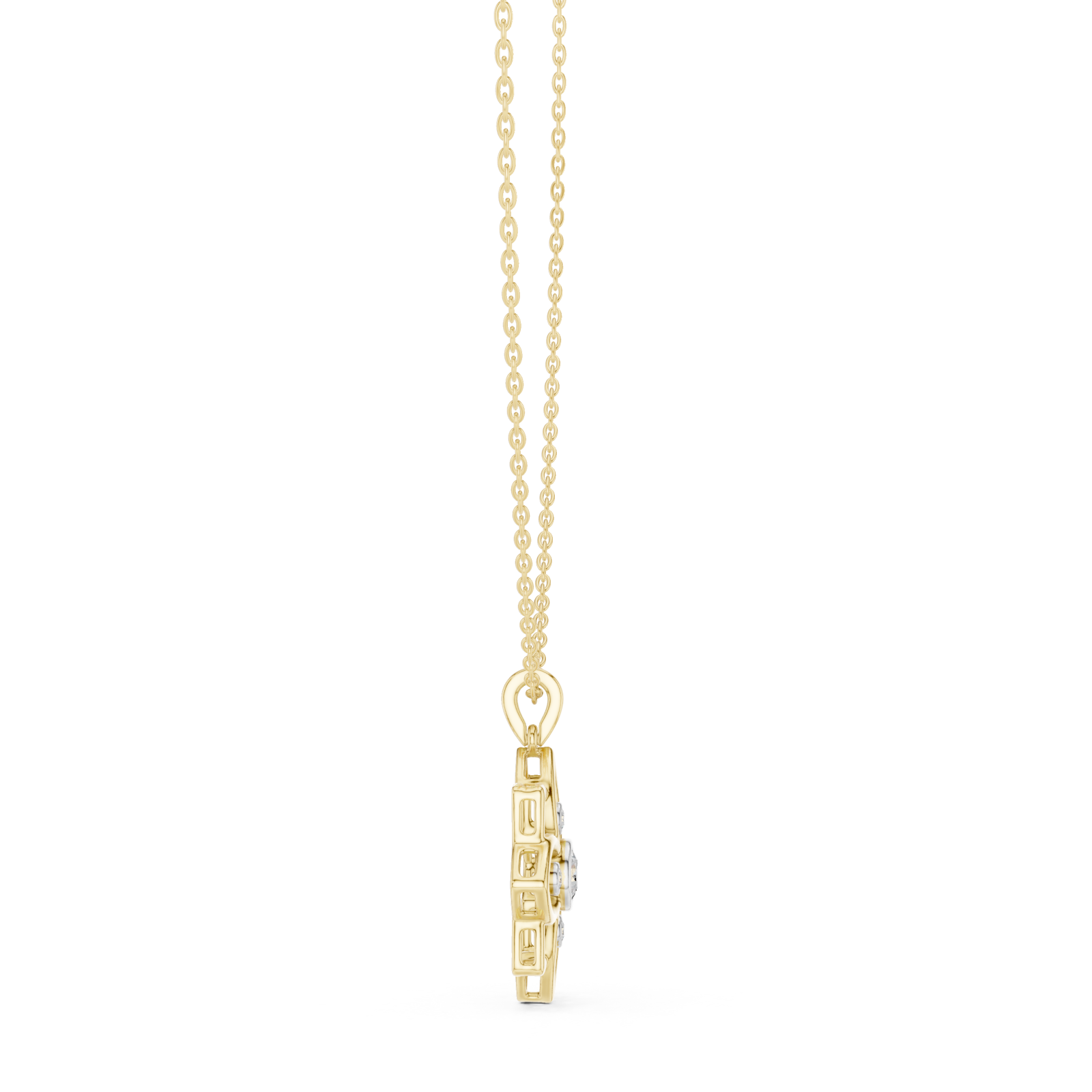  Gold Serene Petal Reverie Pendant Necklace Side View