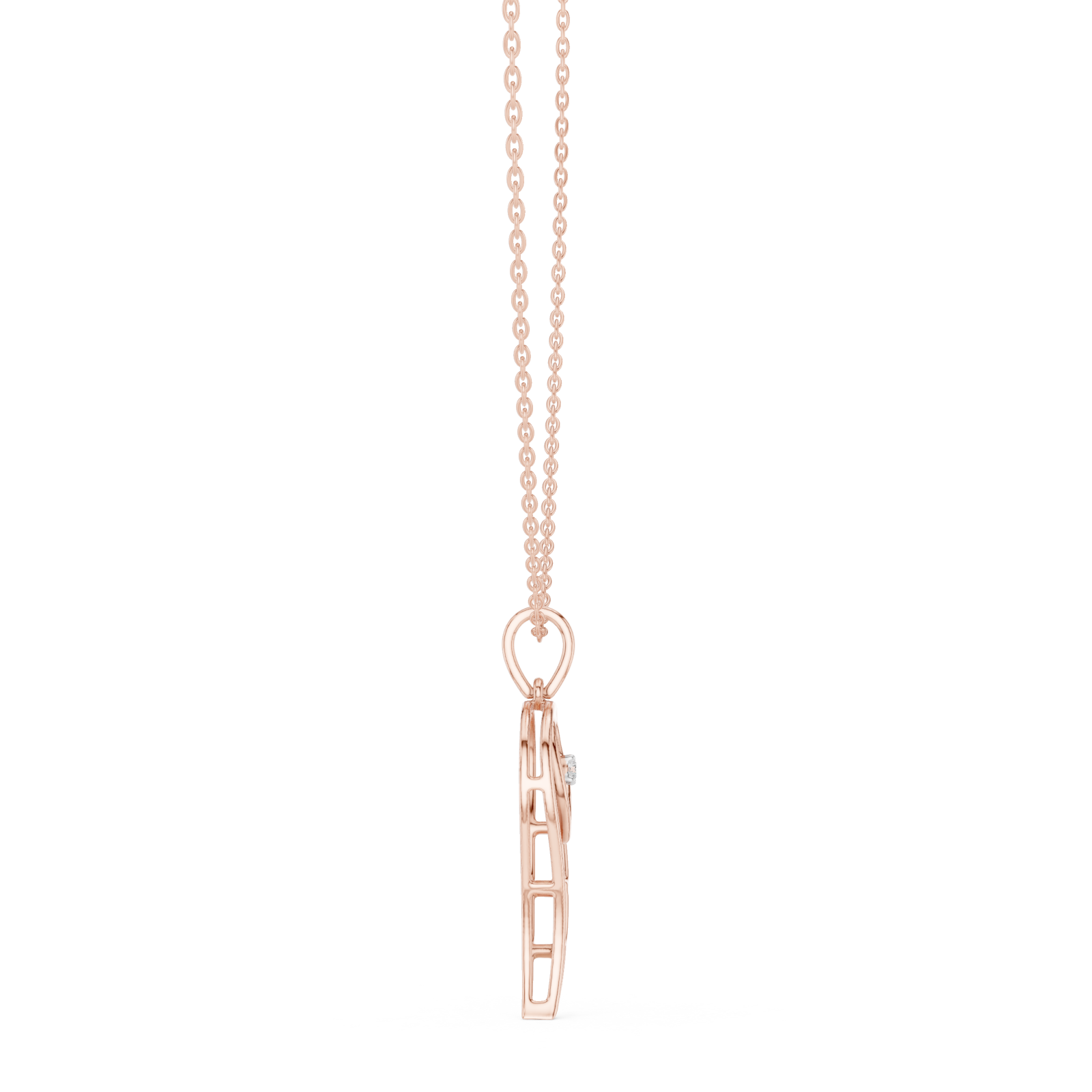  Rose Gold Muse Embrace Lariat Pendant Side View