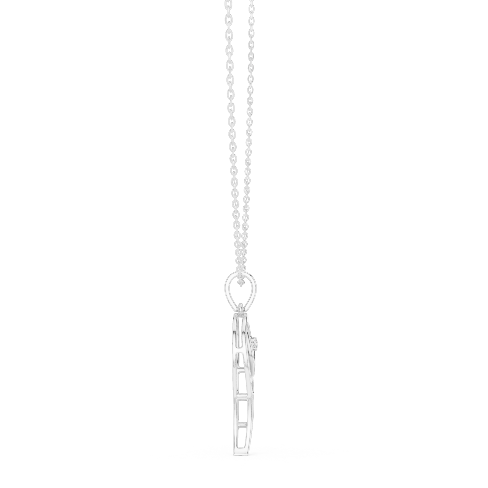  White Gold Muse Embrace Lariat Pendant Side View