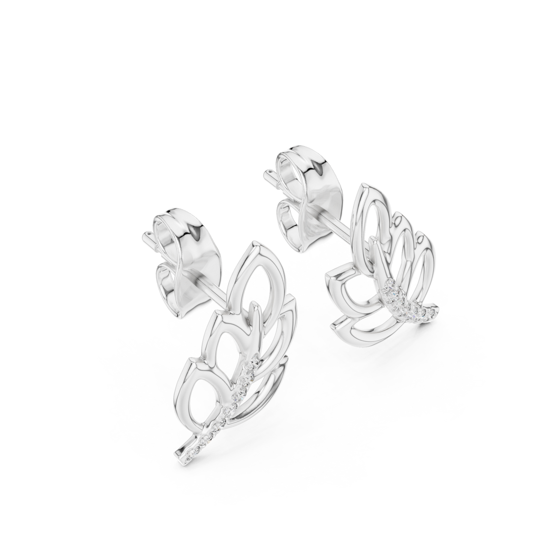  White Gold Radiant Leaf Embrace Earrings Right View