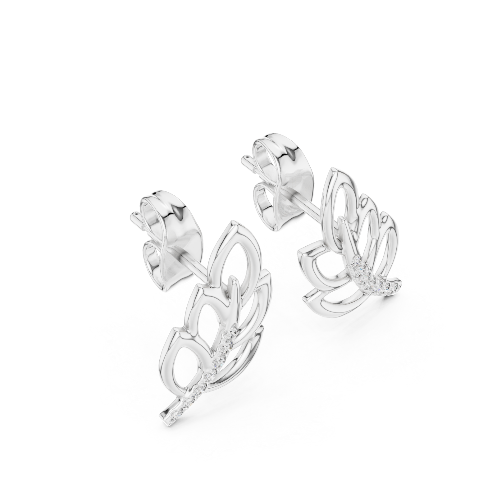  White Gold Radiant Leaf Embrace Earrings Right View