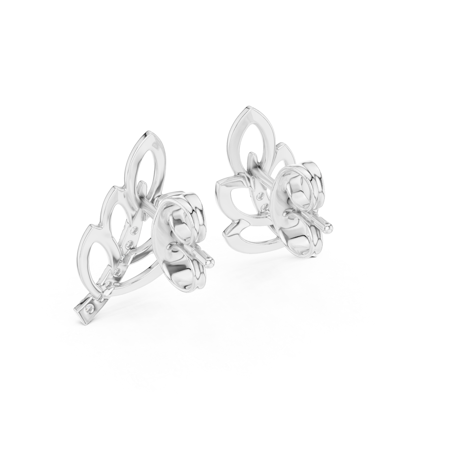  White Gold Radiant Leaf Embrace Earrings Side View