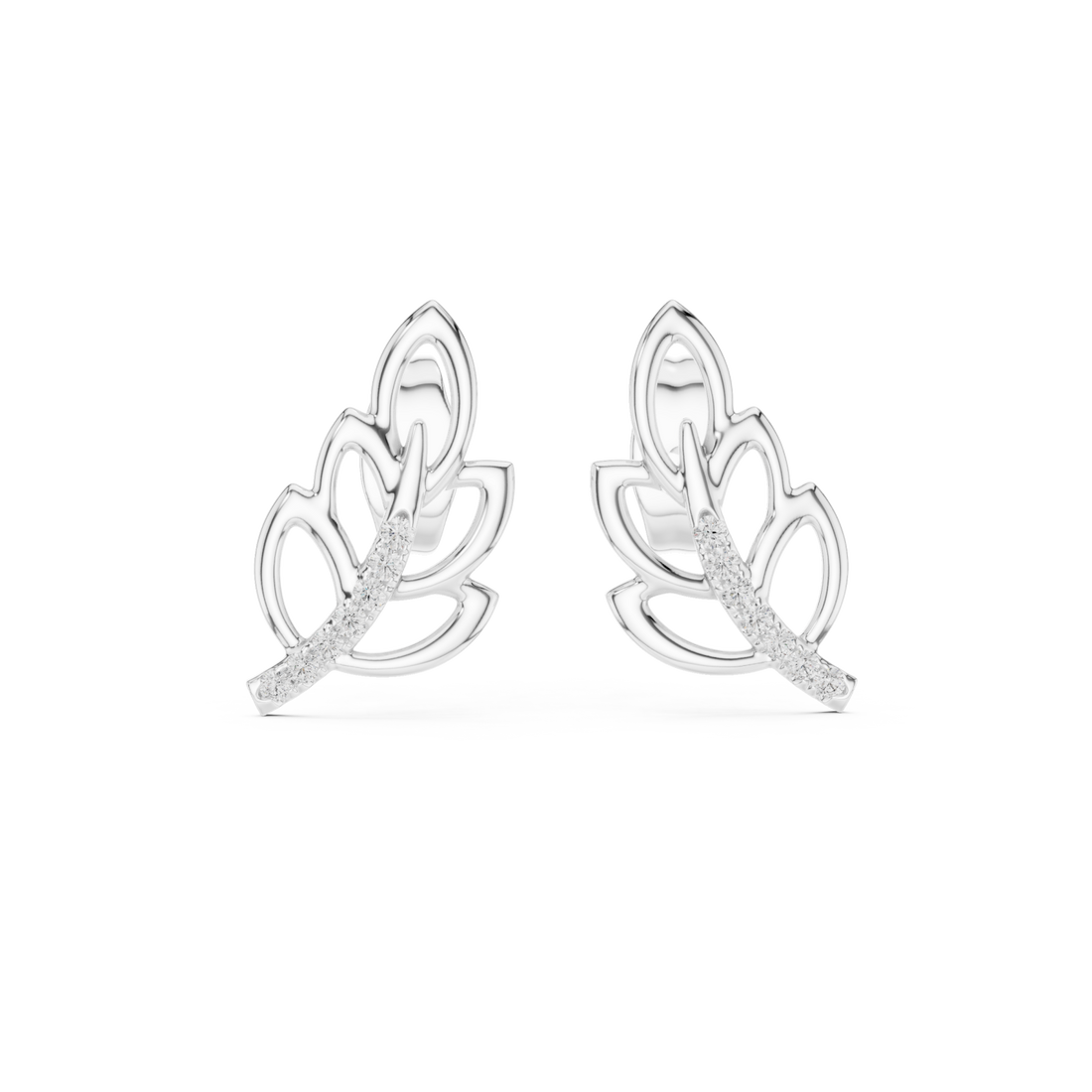 White Gold Radiant Leaf Embrace Earrings Right View