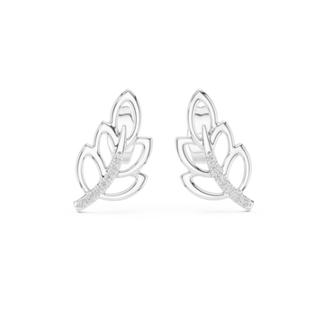  White Gold Radiant Leaf Embrace Earrings Front View