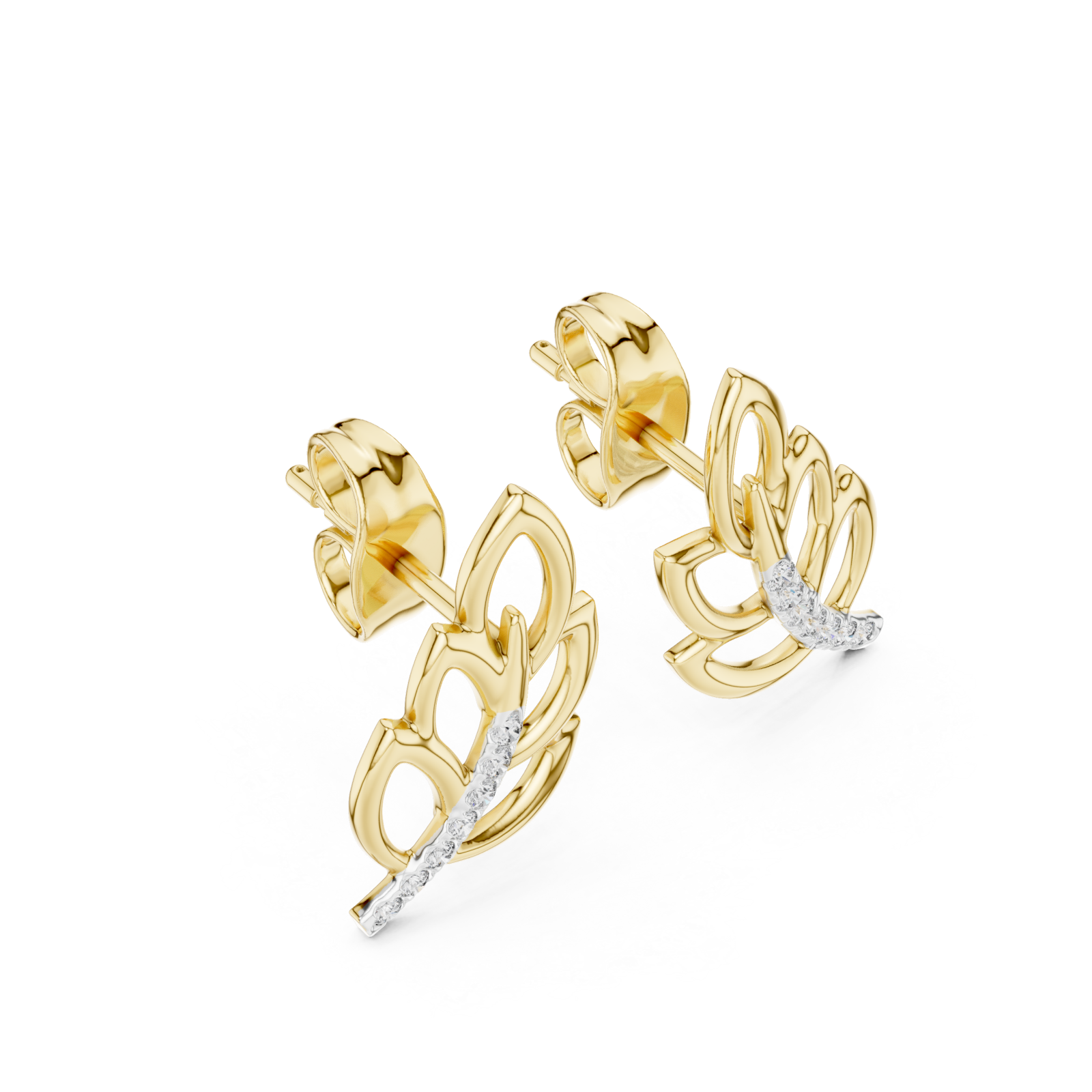 Gold Radiant Leaf Embrace Earrings Right View