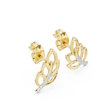 Gold Radiant Leaf Embrace Earrings Right View