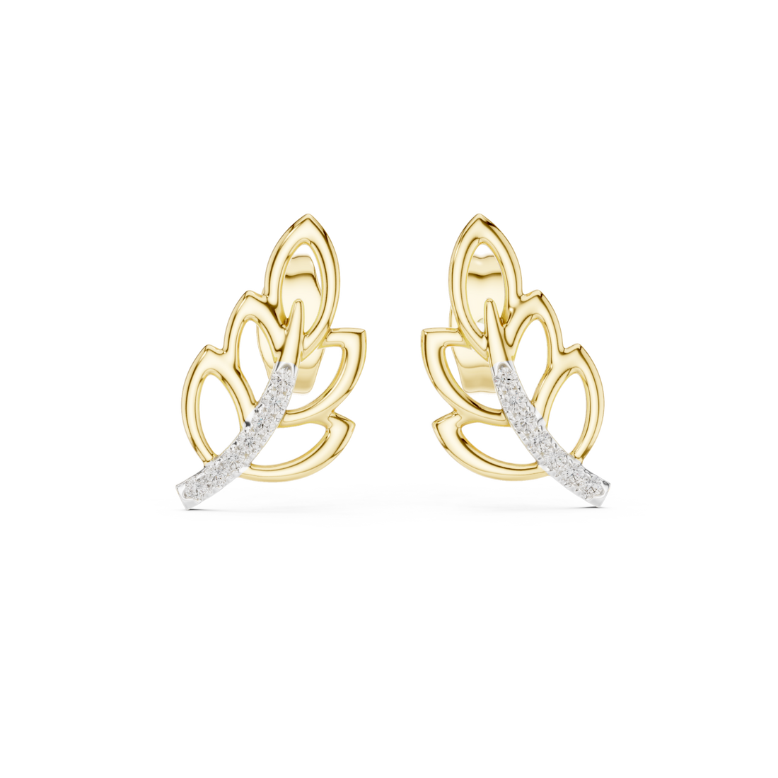 Gold Radiant Leaf Embrace Earrings Right View