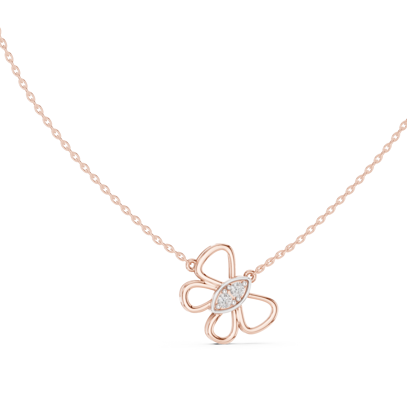  Rose Gold Serene Infinity Bloom Chain Necklace Left View