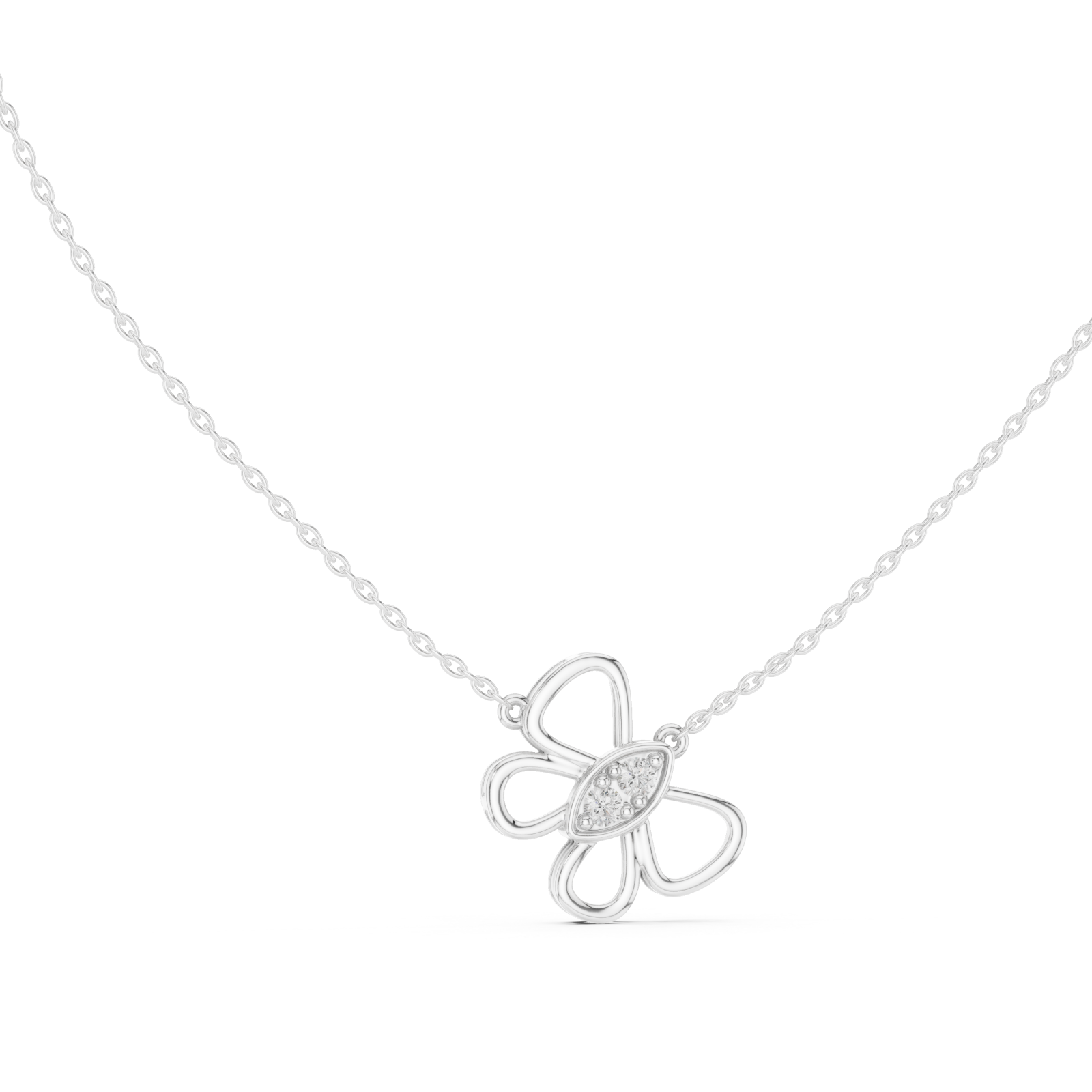  White Gold Serene Infinity Bloom Chain Necklace Left View