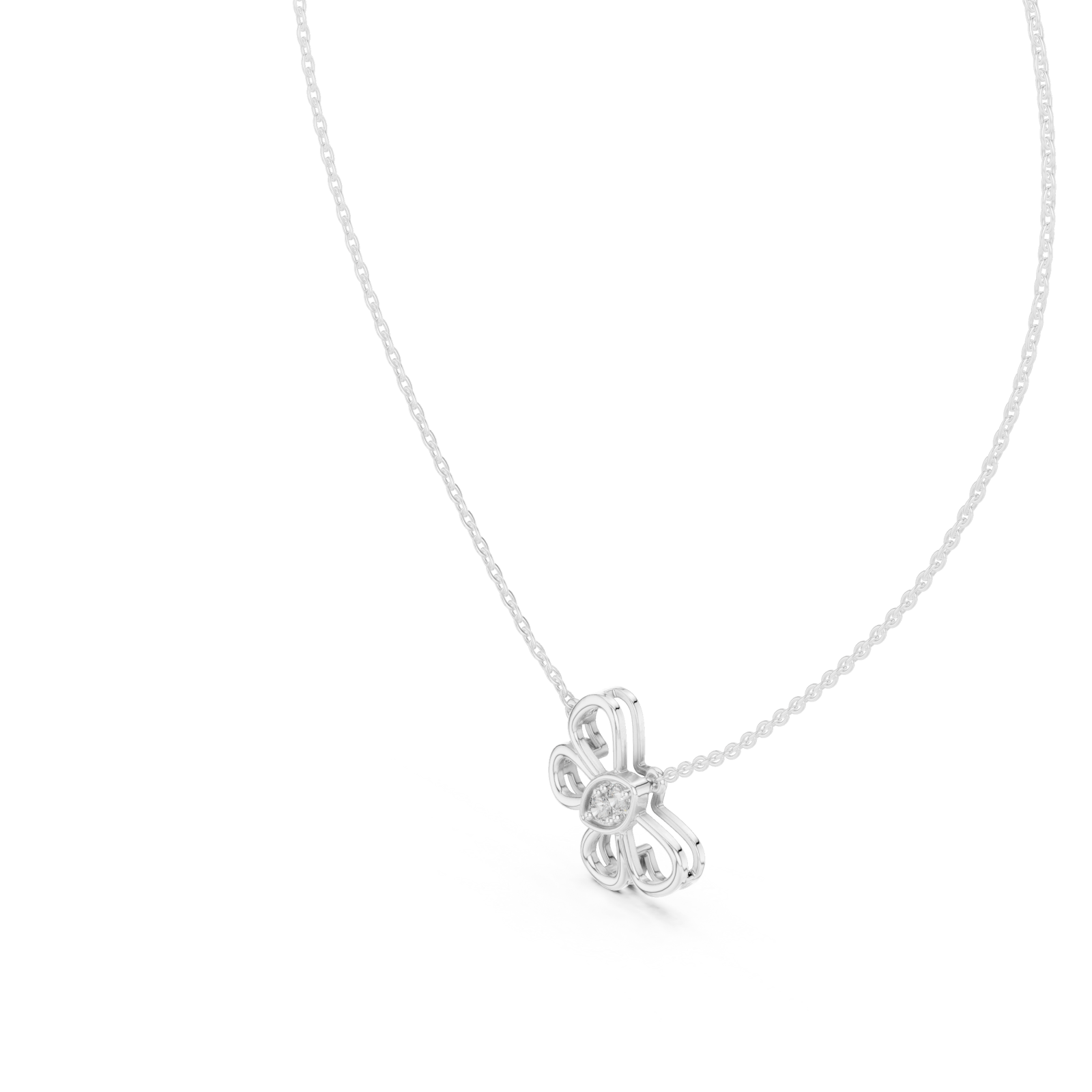  White Gold Serene Infinity Bloom Chain Necklace Right View