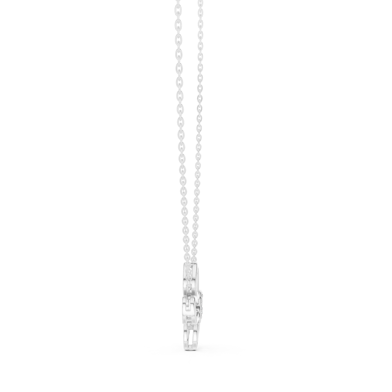  White Gold Serene Infinity Bloom Chain Necklace Side View