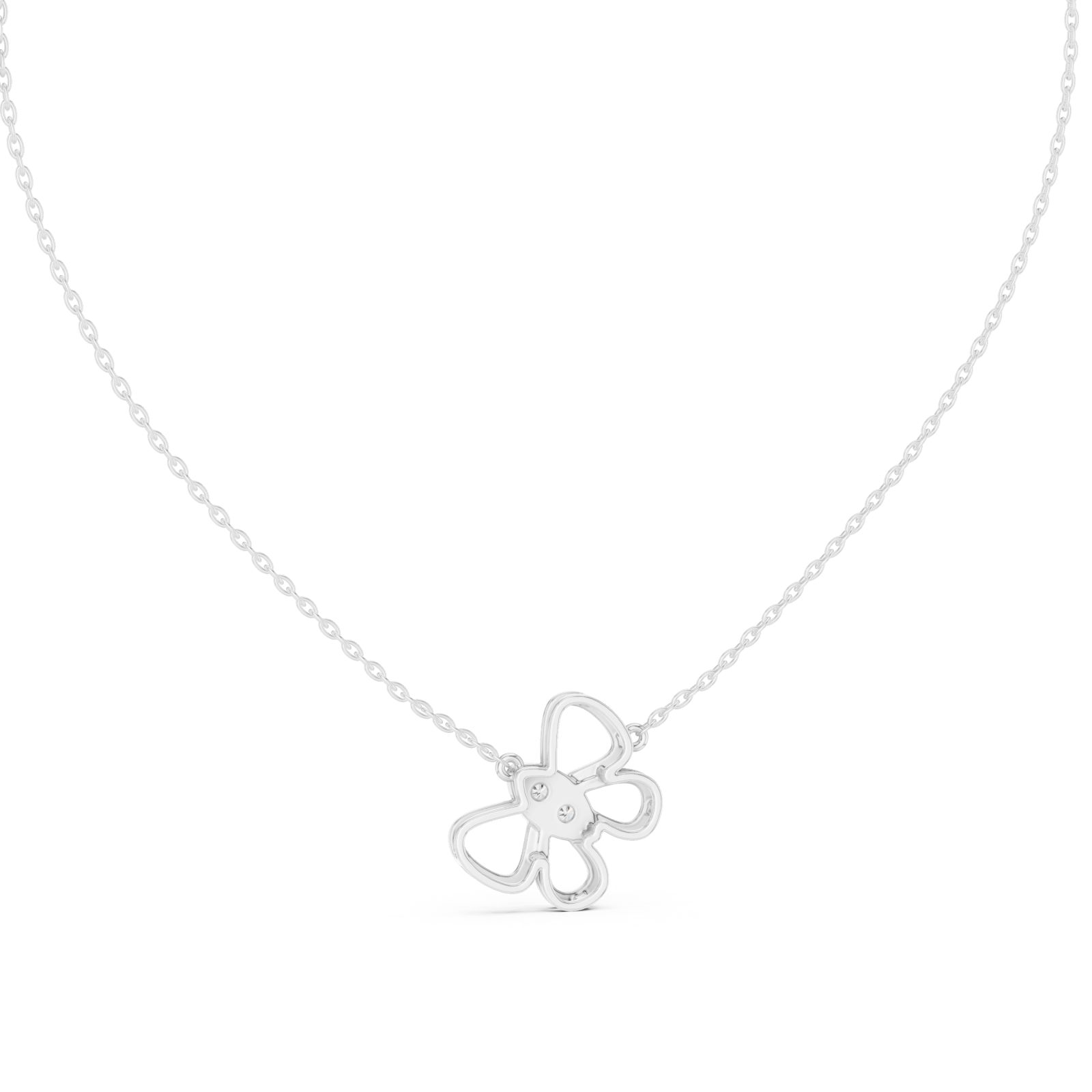  White Gold Serene Infinity Bloom Chain Necklace Front View