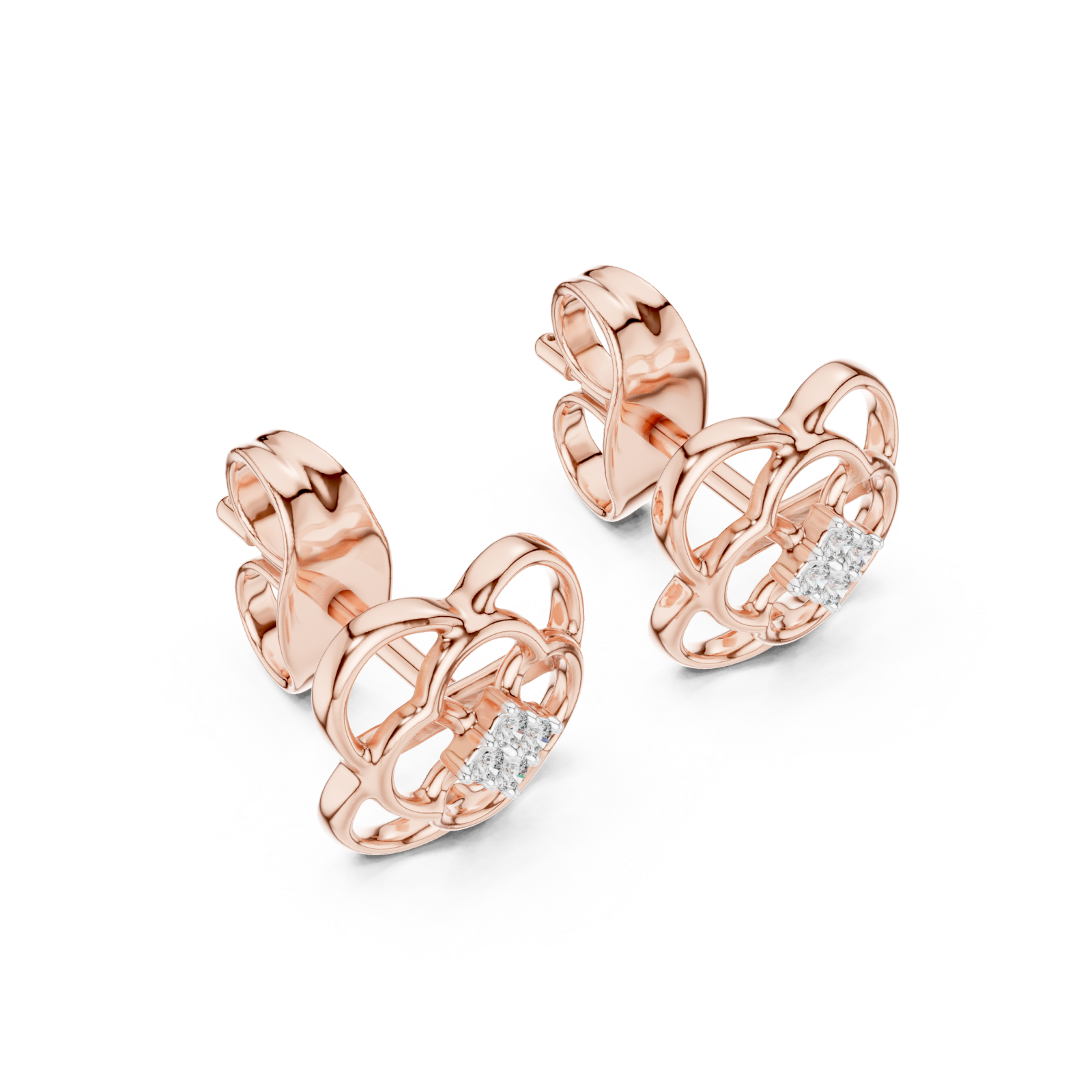  Rose Gold Delicate Whisper Filigree Mini Hoops Right View