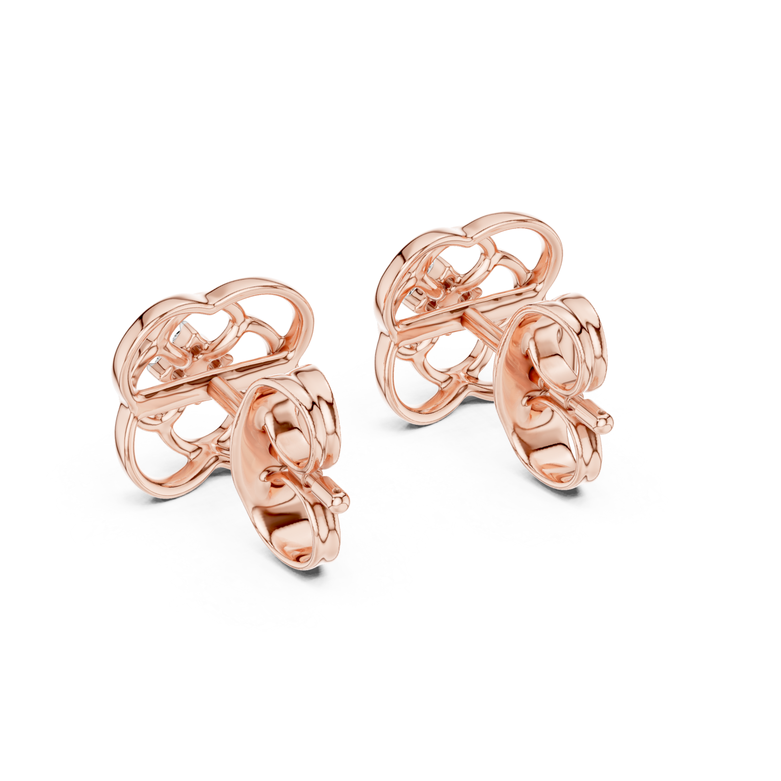  Rose Gold Delicate Whisper Filigree Mini Hoops Side View