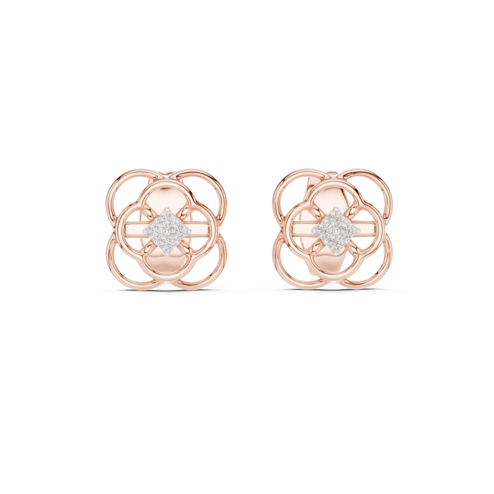  Rose Gold Delicate Whisper Filigree Mini Hoops Front View
