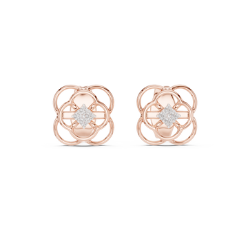  Rose Gold Delicate Whisper Filigree Mini Hoops Front View