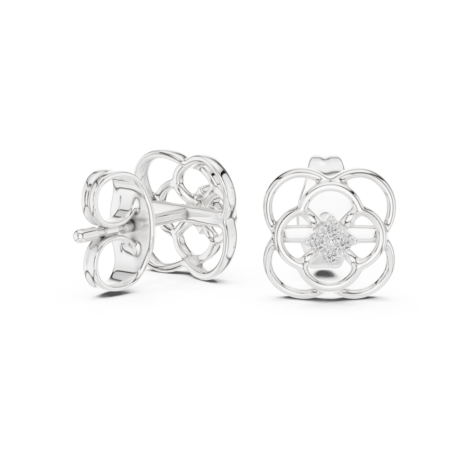  White Gold Delicate Whisper Filigree Mini Hoops Left View