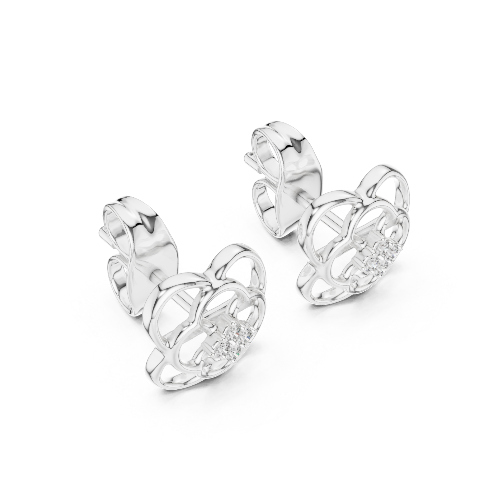  White Gold Delicate Whisper Filigree Mini Hoops Right View