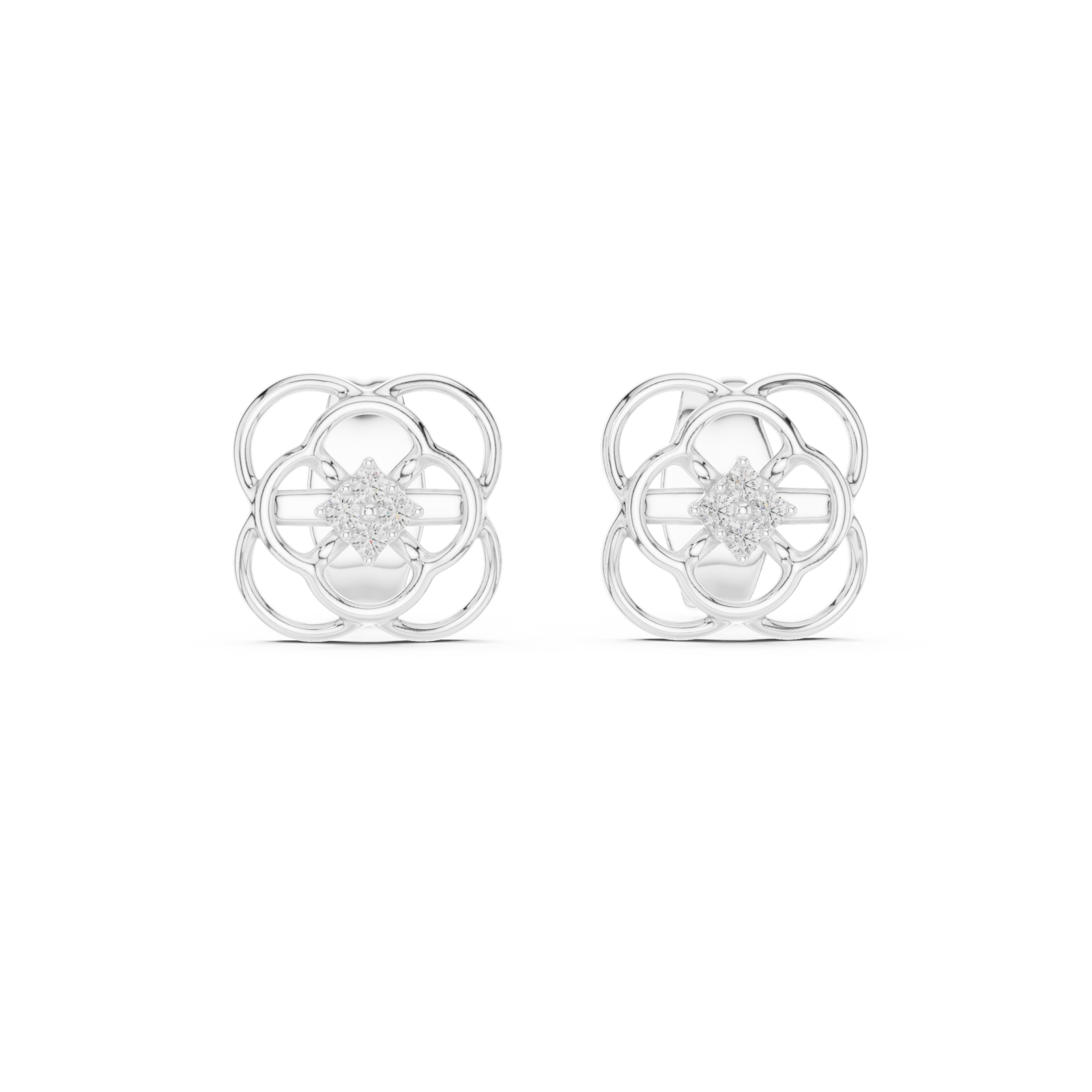  White Gold Delicate Whisper Filigree Mini Hoops Front View