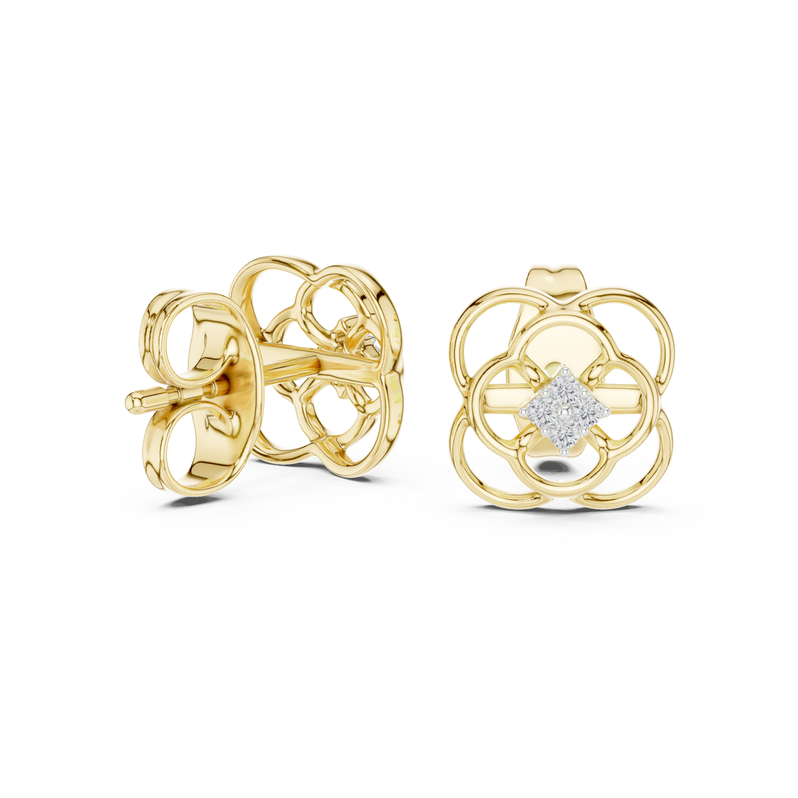  Gold Delicate Whisper Filigree Mini Hoops Left View