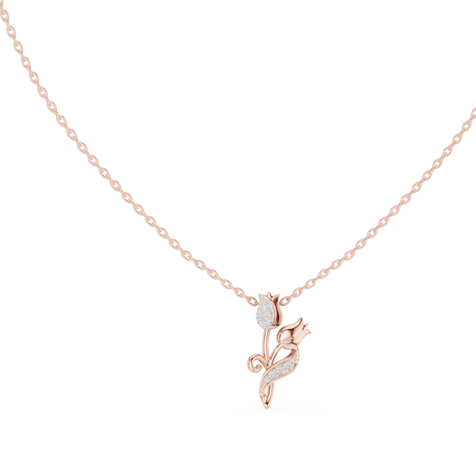 Rose Gold Petal Glow Charm Necklace Left View