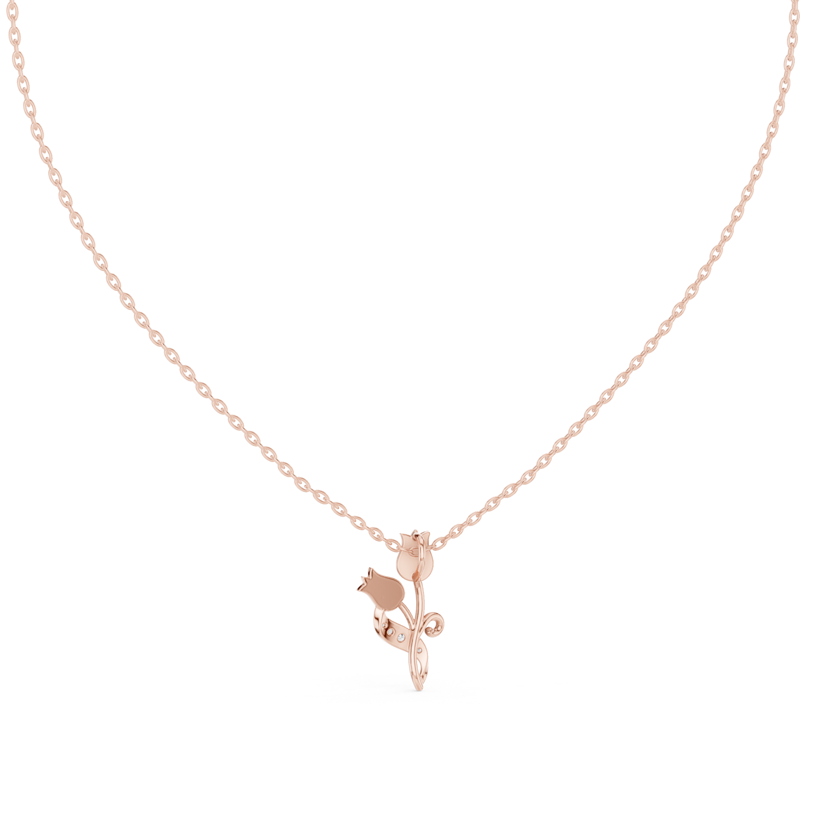  Rose Gold Petal Glow Charm Necklace Front View